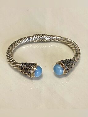 Samuel B. Sterling Silver 18K Cable Cuff Bracelet 925